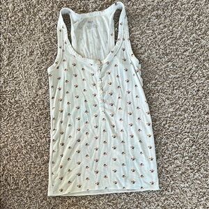 Floral Print White Tank Top